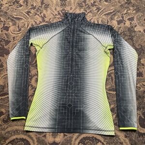 Nike Pro Thermal Running Jacket Women Medium Black Volt Hyperwarm Geometric